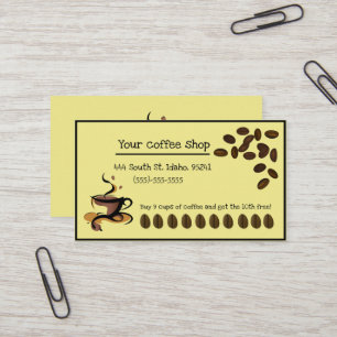 Cute Coffee Bean Shop Punch Business Card