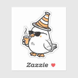 Cute Coffee Bird Sticker – Cosy Morning Vibes