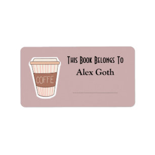 Cute Coffee Book Labels Custom Name