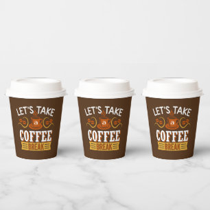 cute coffee break word art bar party paper cups