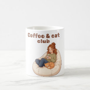 Cute coffee & Cat Club design Mug
