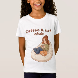 Cute coffee & Cat Club design T-Shirt