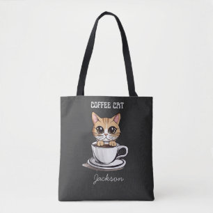 Cute Coffee Cat Funny Tote Bag