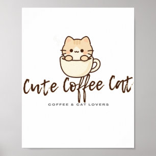 Cute Coffee Cat Wall Art – Funny Coffee Lover Post
