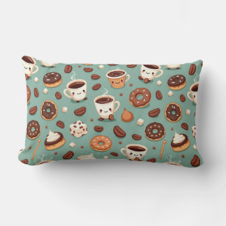 Cute Coffee Characters Lumbar Cushion