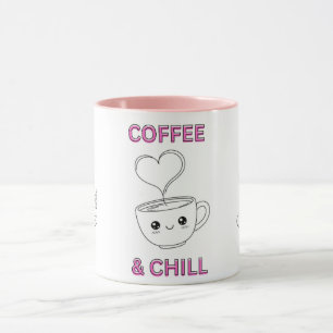 Cute "Coffee & Chill" Kawaii Mug – Coffee Lover GF