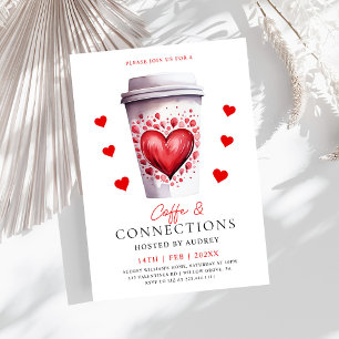 Cute Coffee & Connections Latte Valentines Party Invitation