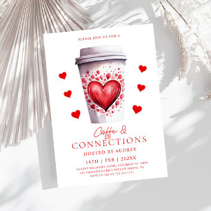 Cute Coffee & Connections Latte Valentines Party Invitation
