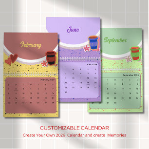 Cute Coffee Cup 2026 Calendar