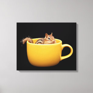 Cute Coffee Cup Chipmunk Canvas Print