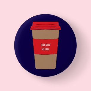 Cute Coffee Cup Navy Blue Medical Appreciation 6 Cm Round Badge