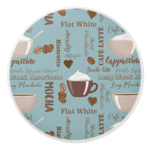 Cute Coffee Cups Cream Caffeine Grains Brown Heart Ceramic Knob