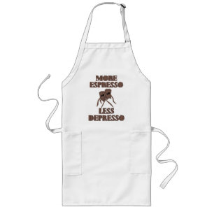 Cute Coffee Cups Funny Coffee Lover Typography  Long Apron