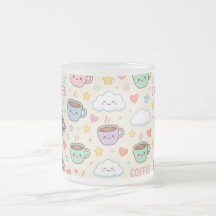 Cute Coffee Cups Pattern Kawaii Mug
