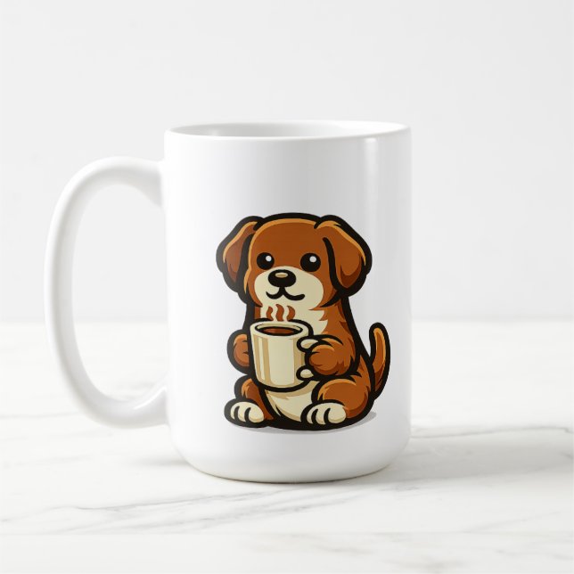 Cute Coffee Dog Kawaii Mug Design (Left)