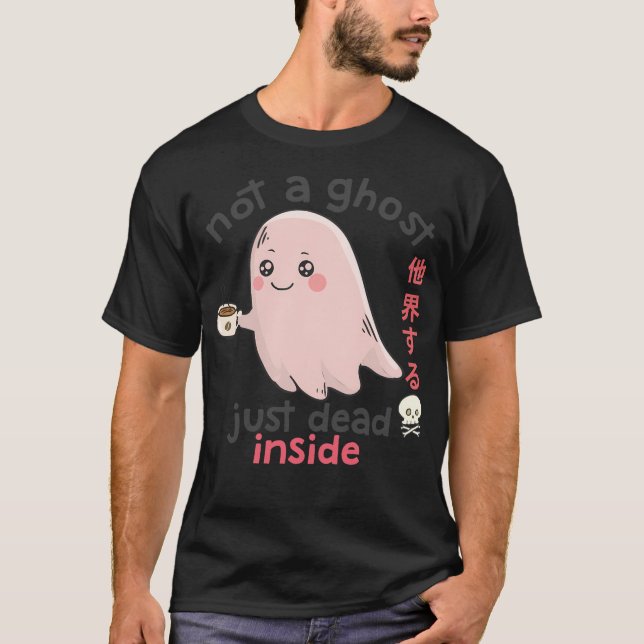 Cute Coffee Ghost Dead Inside Pastel Goth Creepy K T-Shirt (Front)
