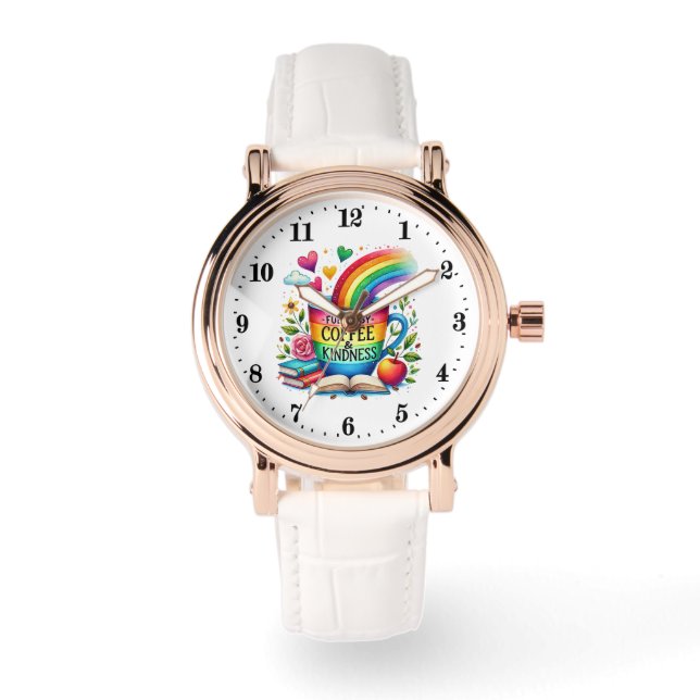 Cute coffee kindness word art Teacher's  Watch (Front)
