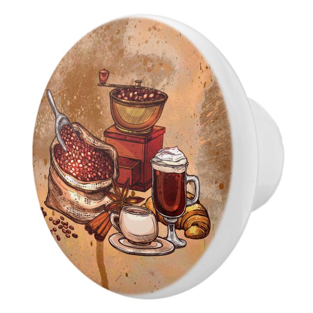 cute coffee kitchen decor ceramic knob (Right)