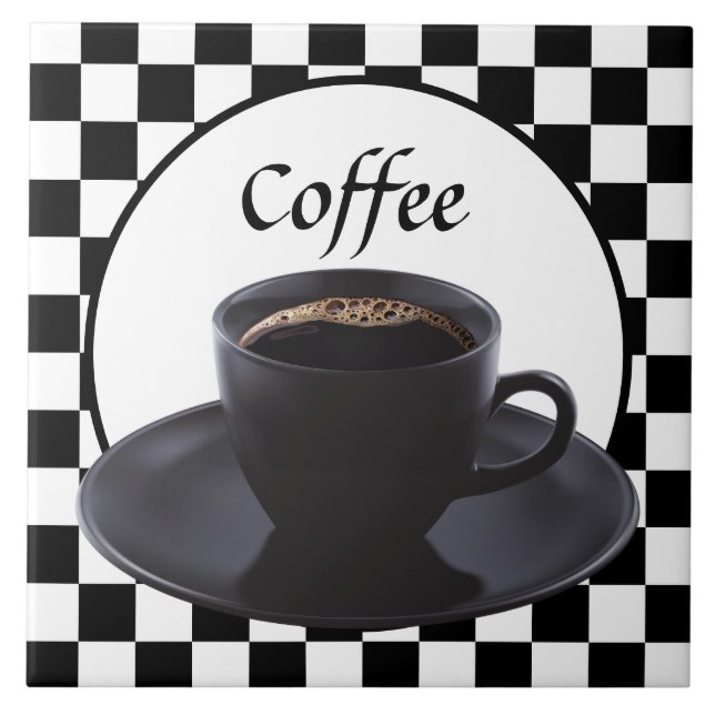 cute coffee kitchen decor ceramic tile (Front)