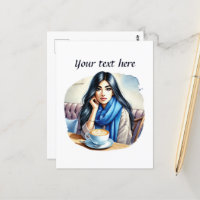 Cute coffee lady add text 