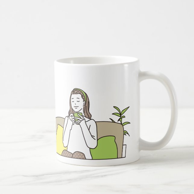 Cute Coffee Lover Quote Illustration Mug (Right)