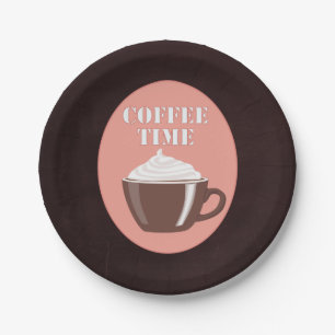 Cute Coffee Mug Café “Coffee Time” Paper Plate