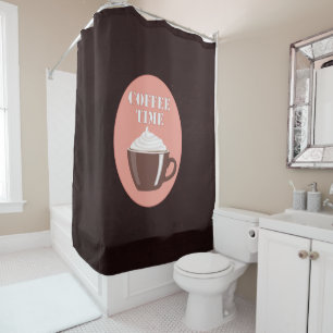 Cute Coffee Mug Café “Coffee Time” Shower Curtain