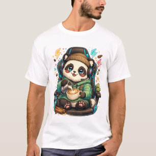 Cute Coffee Panda Gamer T-Shirt Cosy Kawaii Gami
