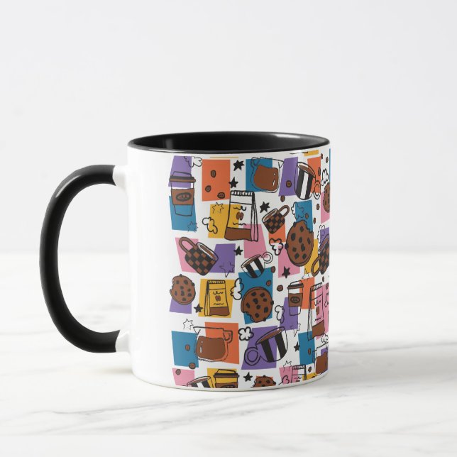 Cute Coffee Pattern – Colourful Coffee Lover  Mug (Left)