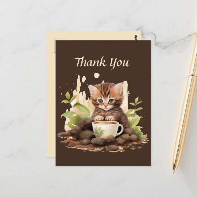 Cute coffee shop thank you or vendors  postcard (Front/Back In Situ)