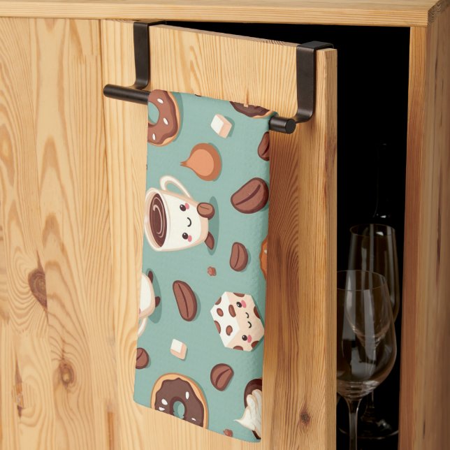 Cute Coffee Tea Towel (Thirds Fold)