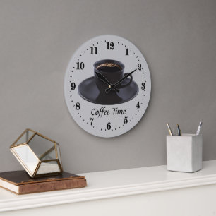 cute coffee time decor large clock