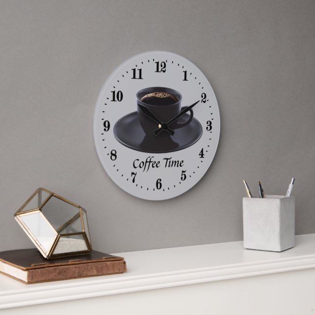 cute coffee time decor large clock (Office)