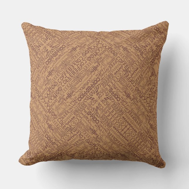 Cute coffee word art pattern cushion (Front)