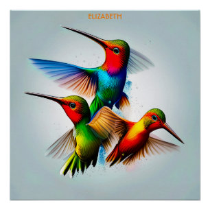 Cute Colibri Rusty Fantasy Vintage Cute Colibri Poster