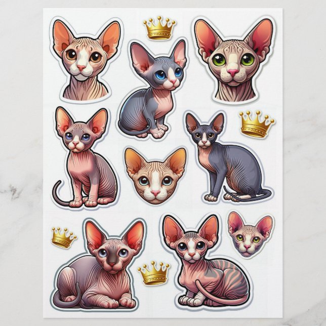 Cute collection of Hairless Kitten Illustrations (Front)