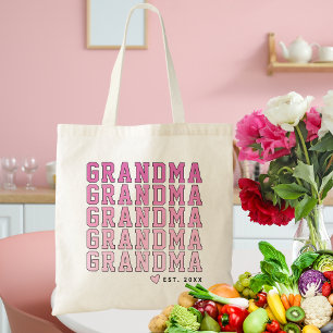 Cute Collegiate Pink Gradient Grandma Custom Year  Tote Bag
