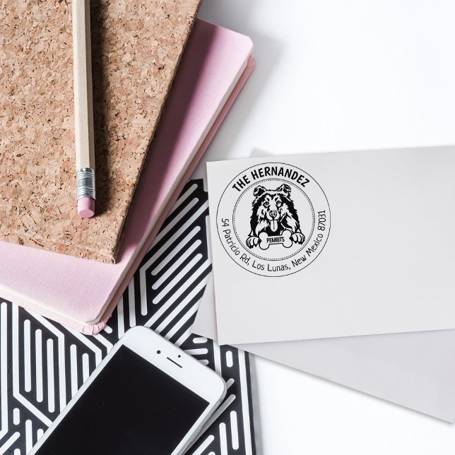 Cute Collie Dog Return Address  Rubber Stamp (Creator Uploaded)