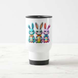 Cute, colorful 3 Easter bunny Travel Mug
