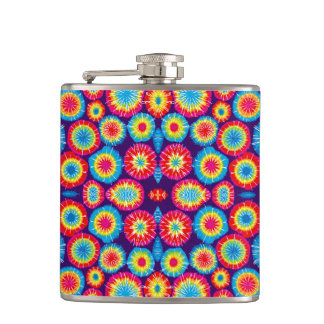 Cute colorful abstract suns patterns hip flask