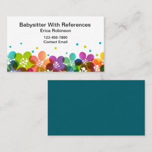 Cute Colorful Babysitter Business Cards