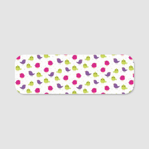 Cute colorful birds  name tag