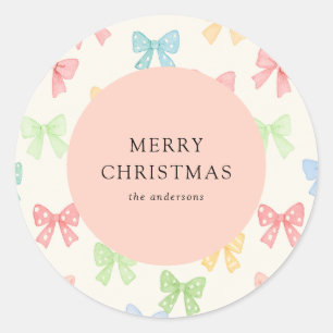 Cute Colorful Bow Pattern Holiday Classic Round Sticker