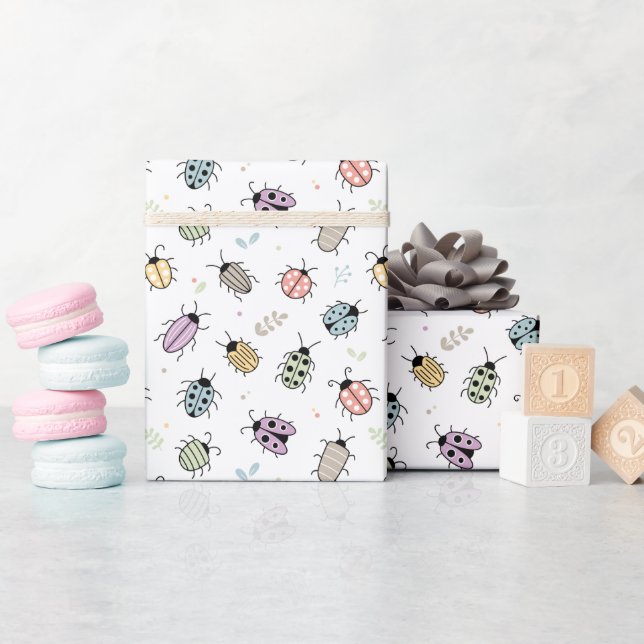Cute Colorful Bugs Pattern Wrapping Paper (Baby Shower)