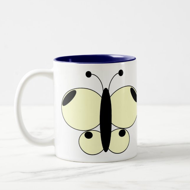 Cute Colorful Butterfly Mug - Large White (Left)