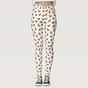Cute Colorful Butterfly Print on White Leggings
