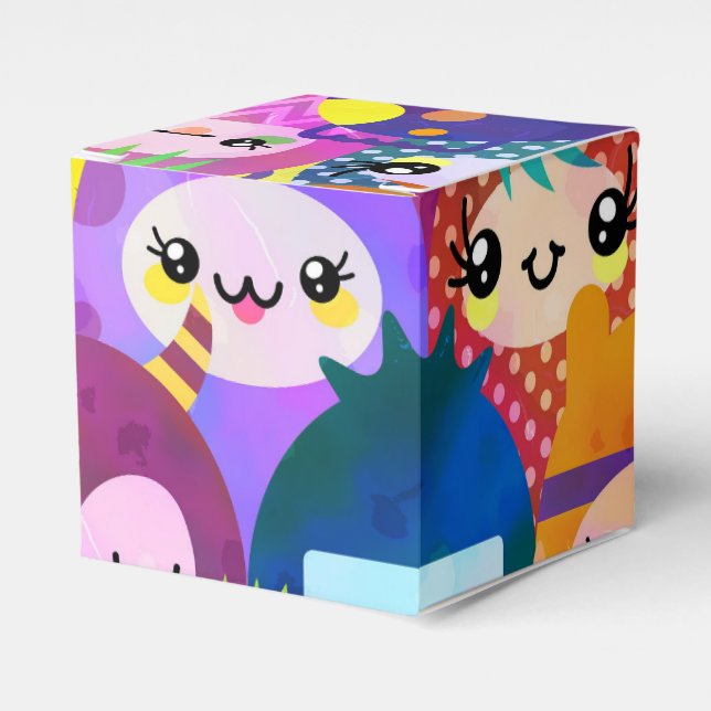 Cute Colorful Cartoon People Characters Favour Box (Front Side)