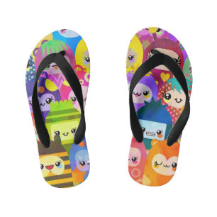 Cute Colorful Cartoon People Characters Kid's Jandals