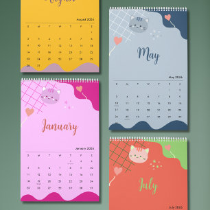 Cute Colorful Cat Calendar 2026