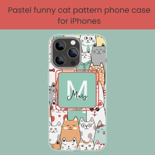 Cute Colorful Cats Kittens Pattern Name Monogram  Case-Mate iPhone Case